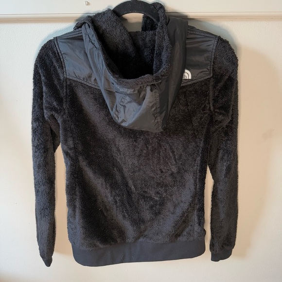 North Face Black Zip Up Fur Fleece With Hood - Picture 3 of 7